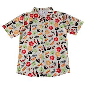 Men's SF Giants‎ Coca Cola San Francisco Hawaiian Style Button Up Shirt Sz MED